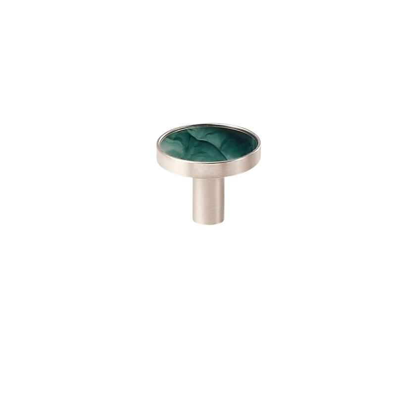 Myra Solid Brass &amp; Acrylic Round Knob | Nickel &amp; Celadon Green S - L
