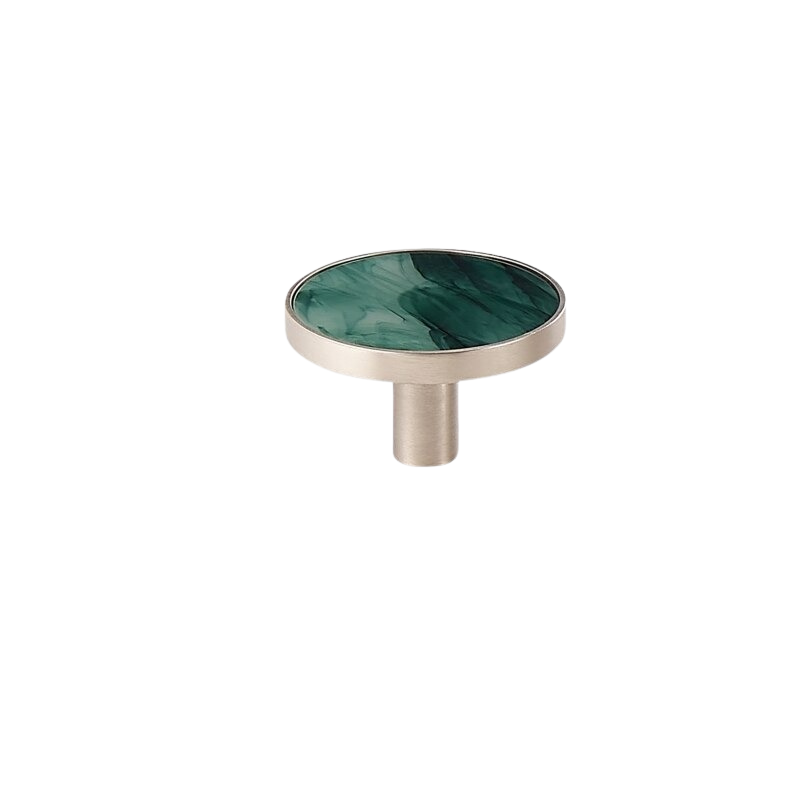 Myra Solid Brass &amp; Acrylic Round Knob | Nickel &amp; Celadon Green S - L