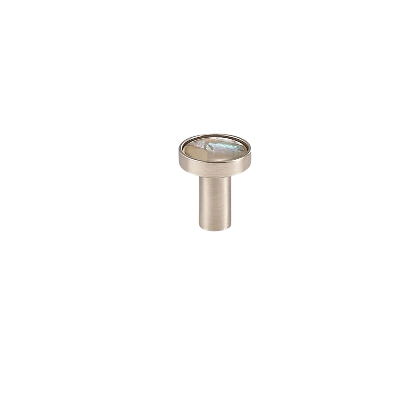 Myra Solid Brass &amp; Acrylic Round Knob | Nickel &amp; Abalone Shell S - L