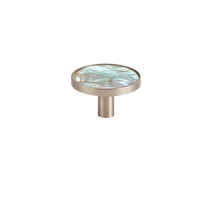 Myra Solid Brass &amp; Acrylic Round Knob | Nickel &amp; Abalone Shell S - L