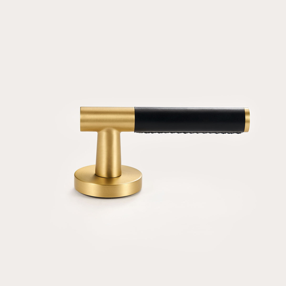 Kara Solid Brass &amp; Leather Door Lever | Gold &amp; Black
