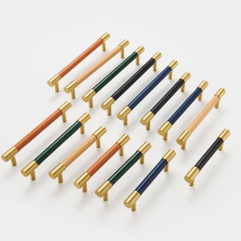 Kara Solid Brass &amp; Leather Handle | Gold &amp; Orange S - L