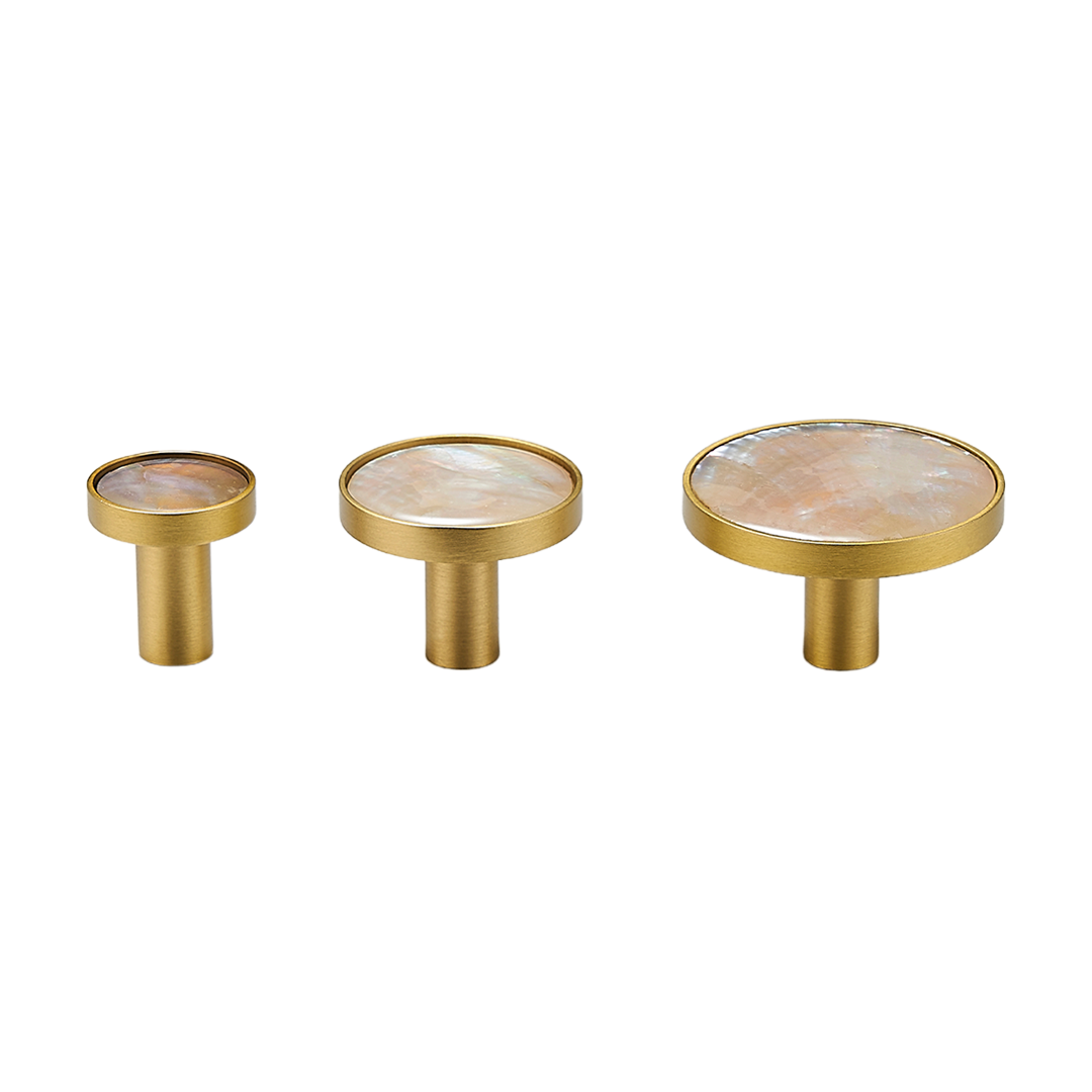 Myra Solid Brass &amp; Acrylic Round Knob | Gold &amp; Abalone Shell S - L