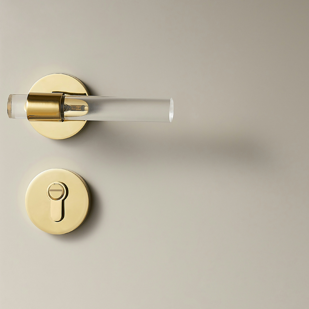 Mando Solid Brass Acrylic Door Lever Polished Gold Passio