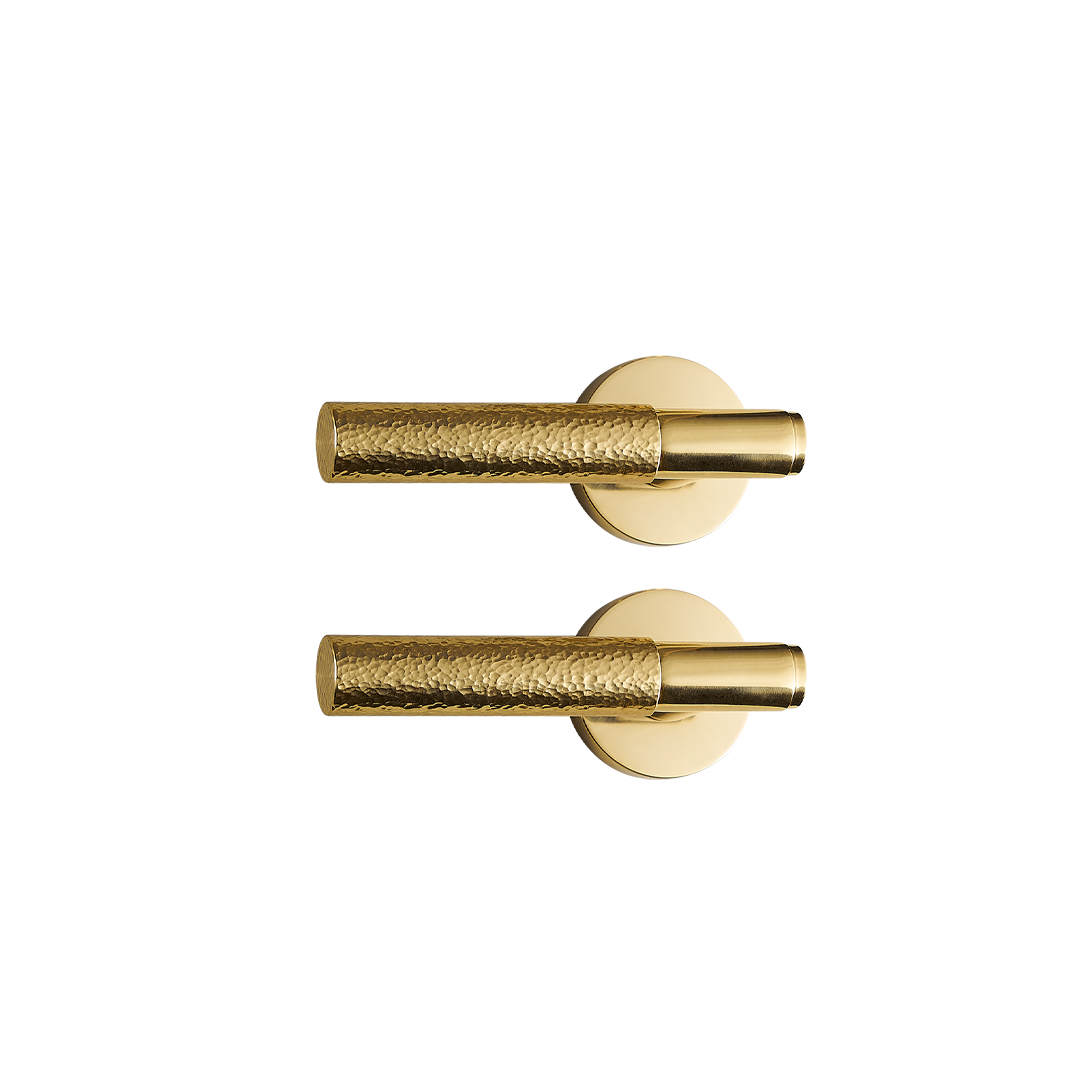 Otto Solid Brass Hammered Door Lever | Polished Gold