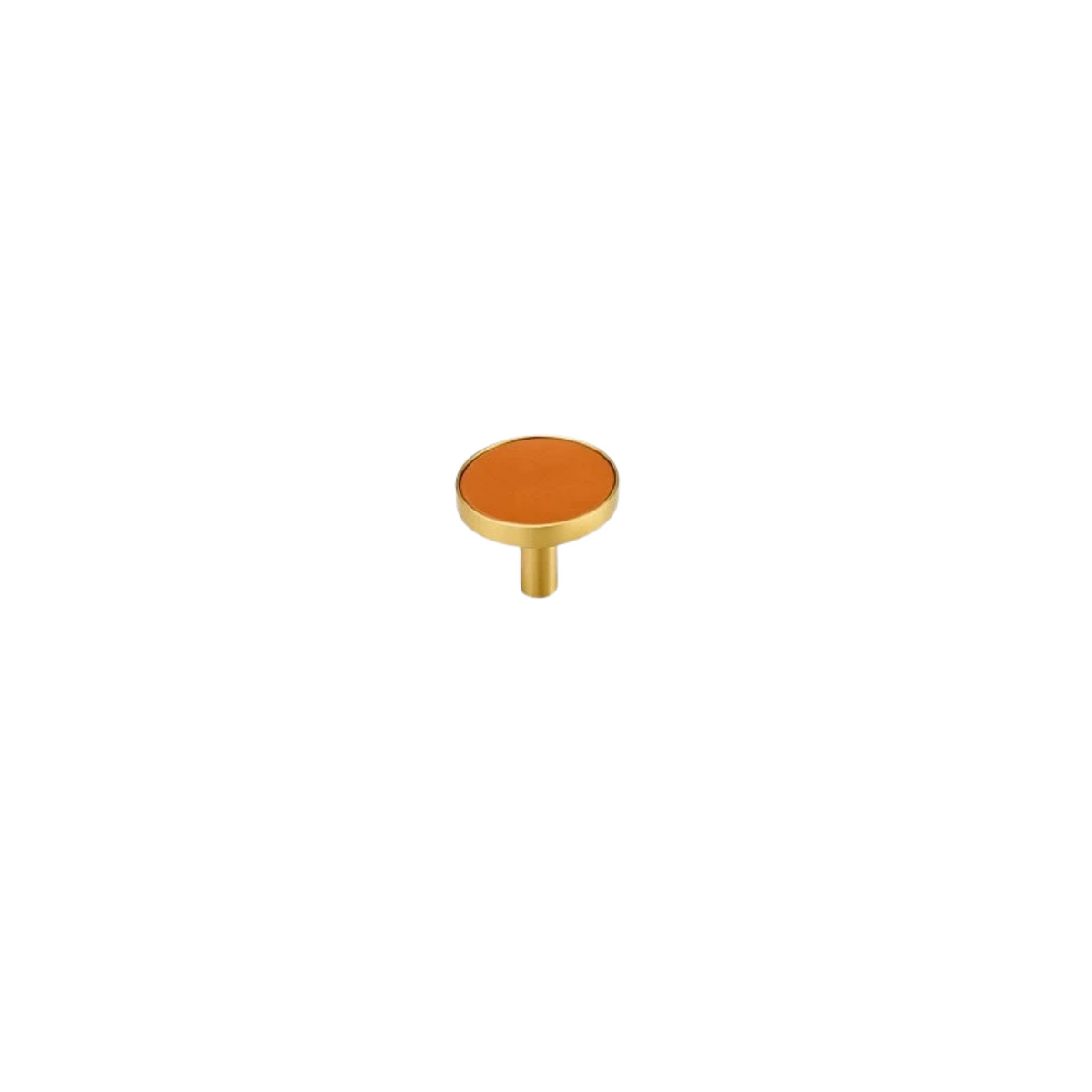 Kara Solid Brass &amp; Leather Knob | Gold &amp; Orange S - L