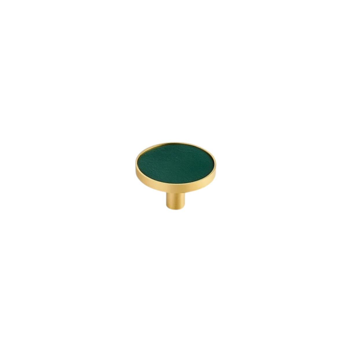 Kara Solid Brass &amp; Leather Knob | Gold &amp; Green S - L