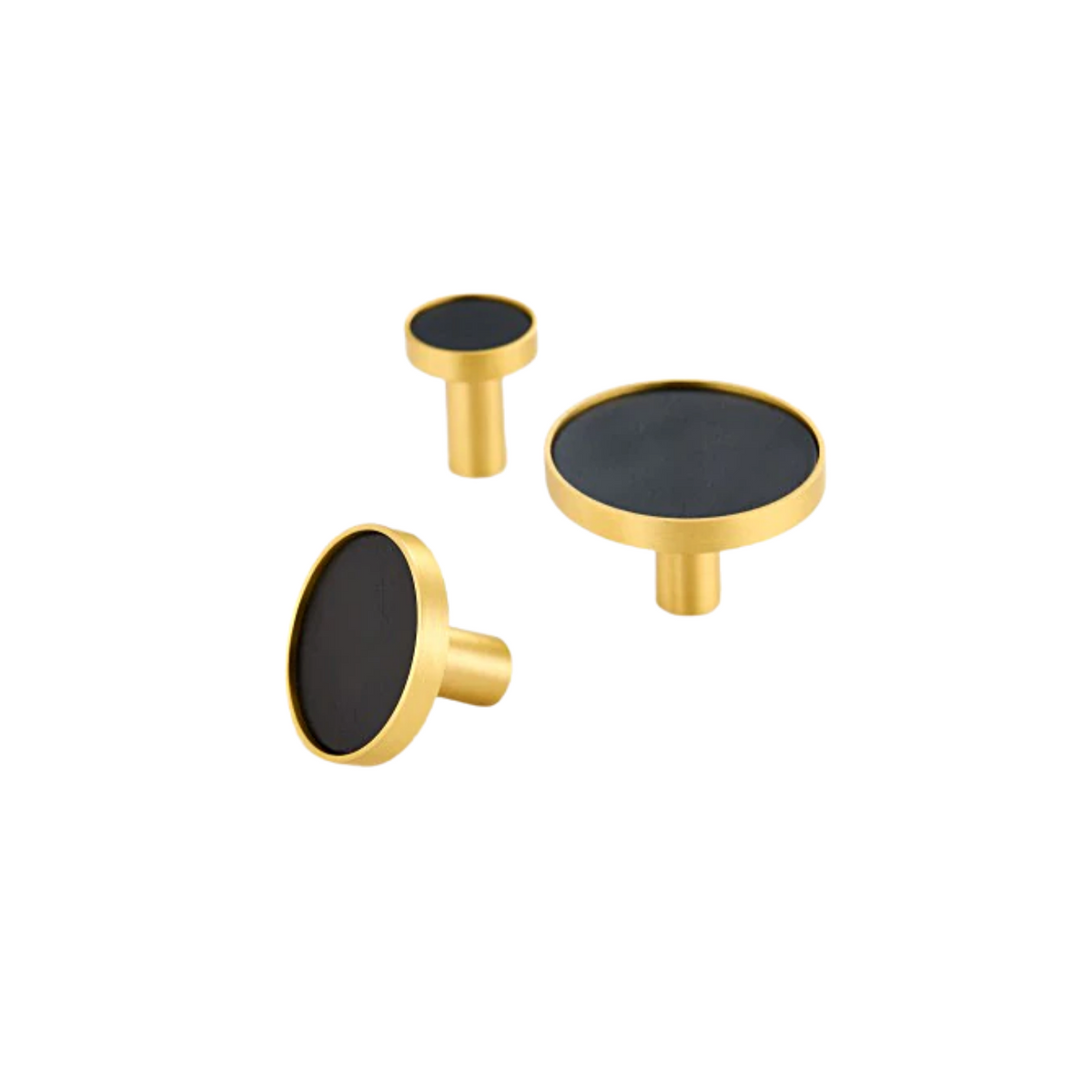 Kara Solid Brass &amp; Leather Knob | Gold &amp; Black S - L