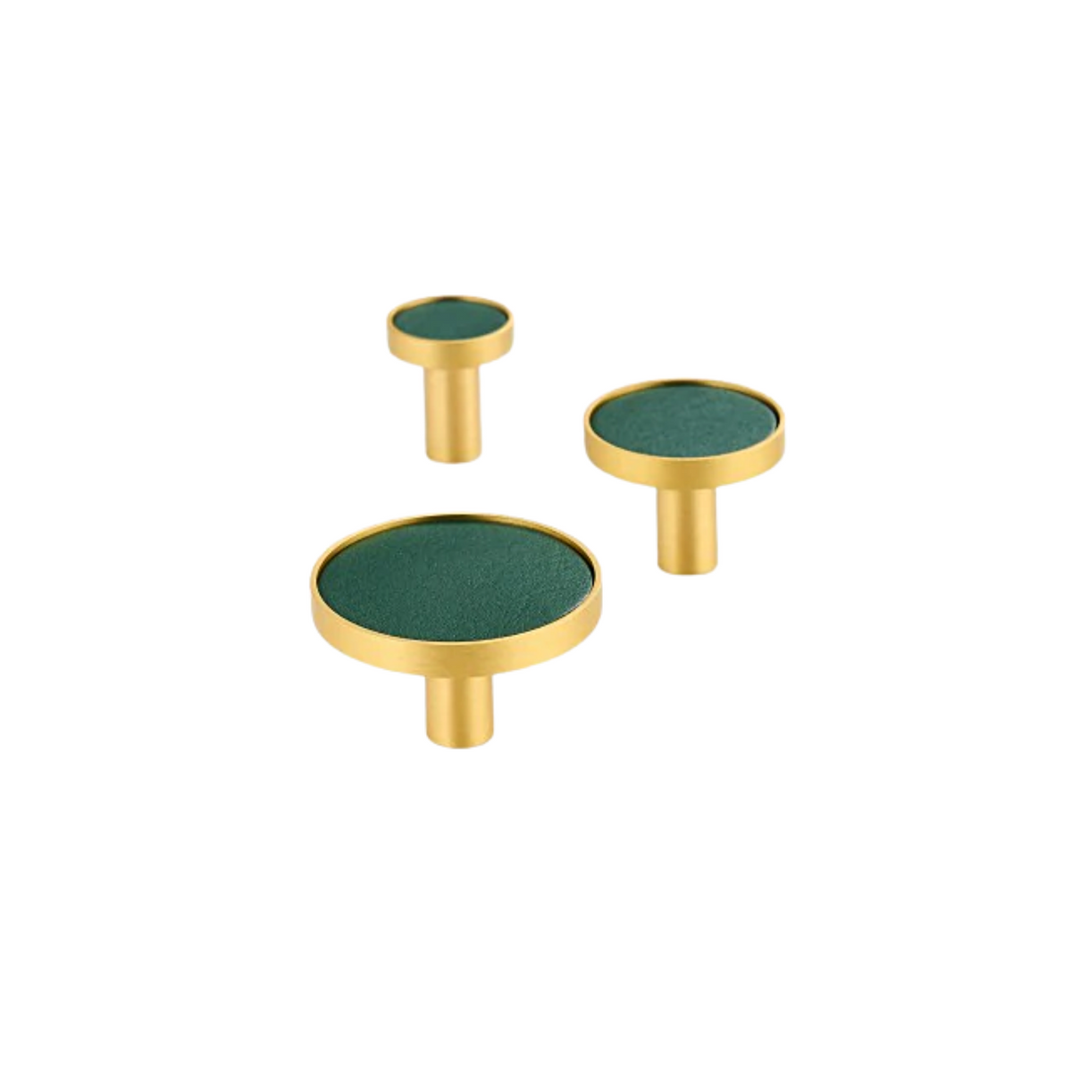 Kara Solid Brass &amp; Leather Knob | Gold &amp; Green S - L