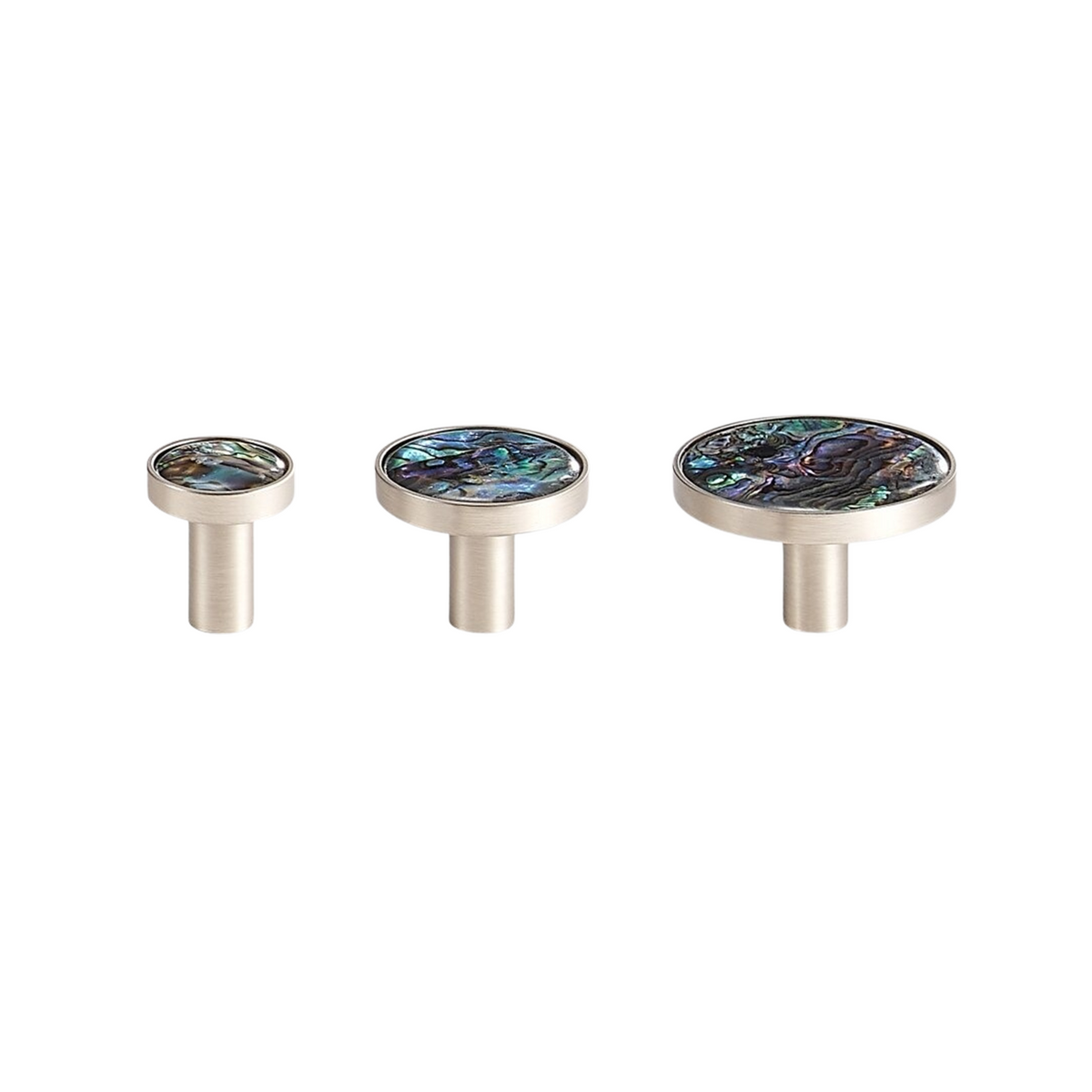 Myra Solid Brass &amp; Acrylic Round Knob | Nickel &amp; Colourful Shell S - L