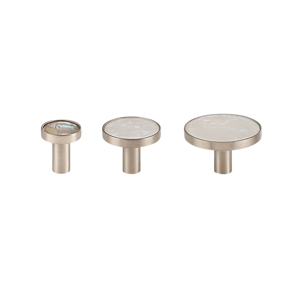 Myra Solid Brass &amp; Acrylic Round Knob | Nickel &amp; Speckled White S - L