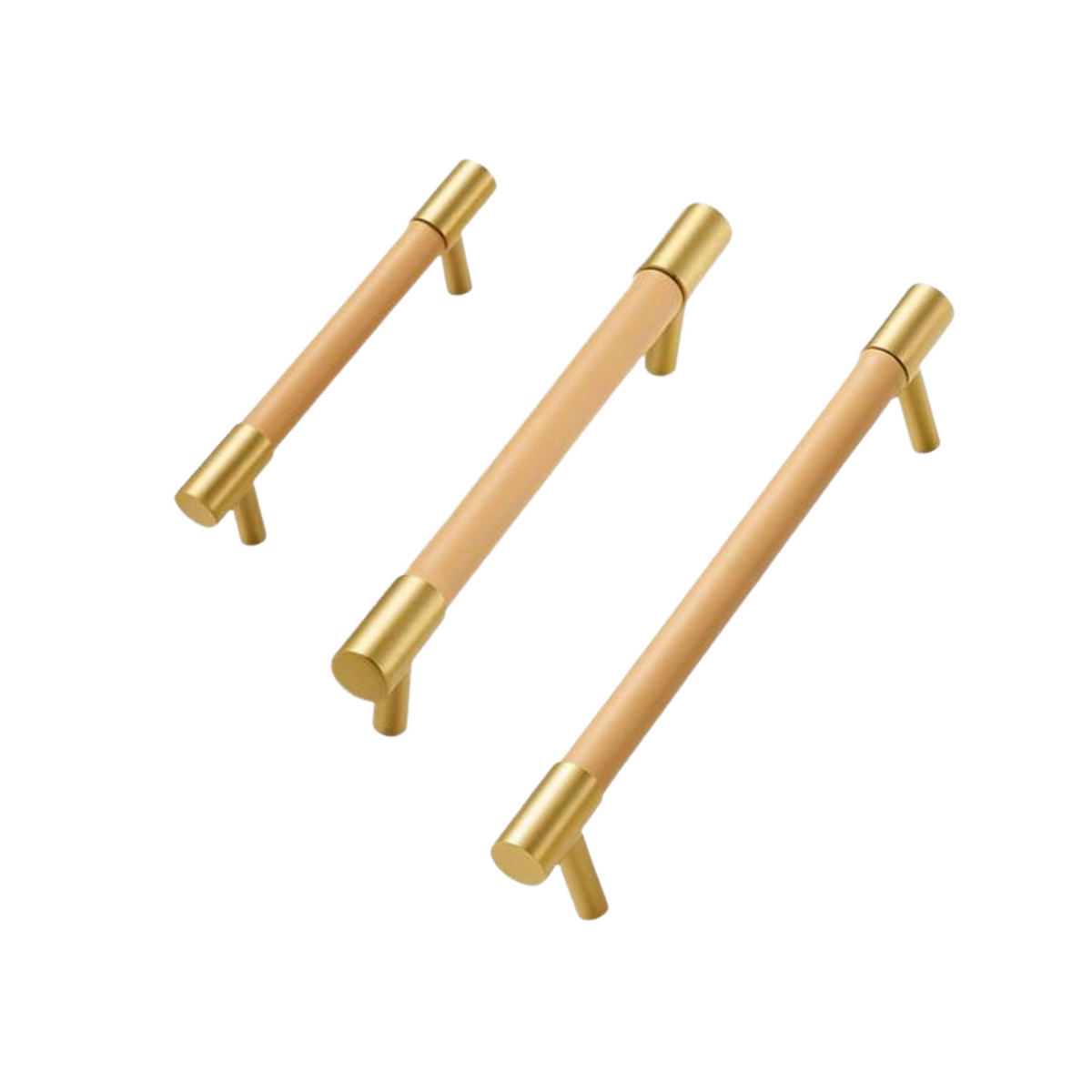 Kara Solid Brass &amp; Leather Handle | Gold &amp; Beige S - L